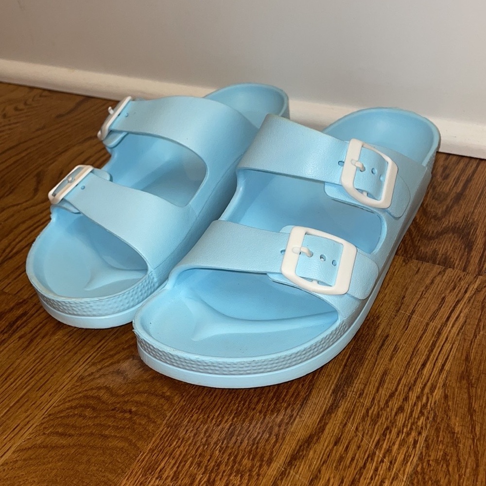 Light Blue Birkenstock Style Slides